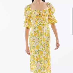 Faithfull The Brand Nora Floral Crepe Midi Dress new